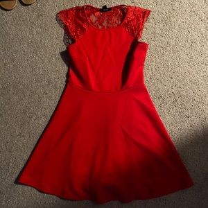 Date night red dress with open lace back